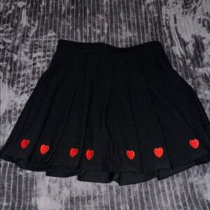 Black Skirt with Red Heart Accents